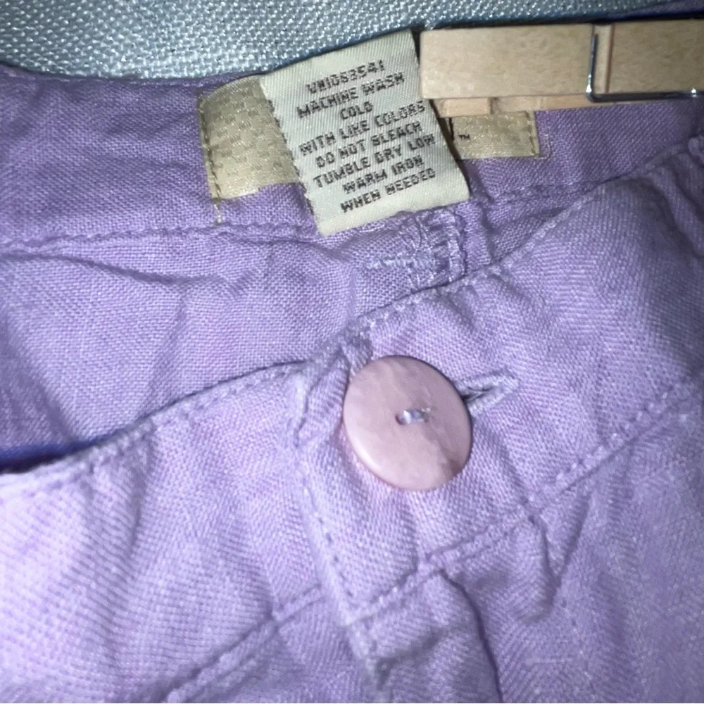 Linden Hill 100% Linen Purple Pastel Pants Relaxed Fit Cropped - Picture 5 of 12